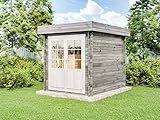 Alpholz Gerätehaus Cuxhaven-28 B aus Massiv-Holz | Gartenhaus mit 28 mm Wandstärke | Garten Holzhaus inklusive Montagematerial | Geräteschuppen Größe: 250 x 320 cm | Flachdach