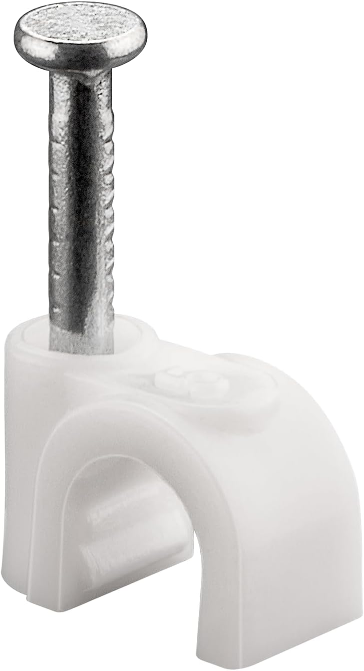Fixpoint 17077 5 mm Cable Clip with Nail - White (100-Piece)