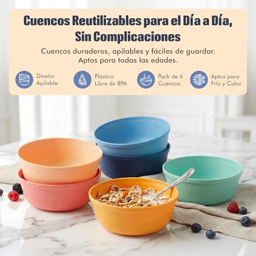 MASTERCOOK Plastic Bowls Set of 6 – 15oz Multipurpose Deep Plates Salad and Pasta Bowls Ideal for Home, Kids, Parties – Stackable Bowl for Kitchen – Non-BPA and Food Grade – Cute Colors - Image 3