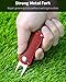 GreenHaven 2 Pack Golf Divot Repair Tool for Golfers Foldable Metal Green Tool with Magnetic Putt Alignment Ball Marker Pop-up Fork Tine with Sturdy Aluminum Alloy Handle, Red