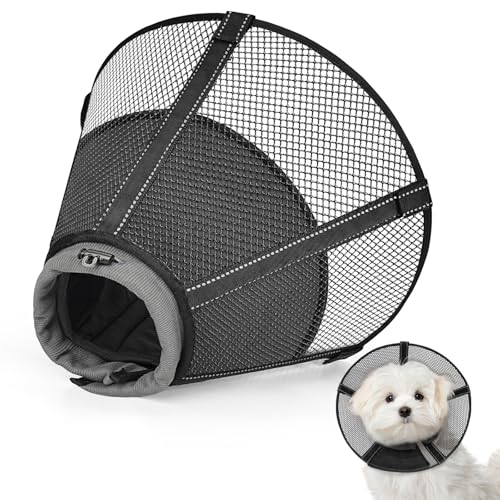 Image of Dog Cone Collar After Surgery to Stop Licking: Soft Grid Recovery Collar with Detachable Pad, Elizabeth Cone Alternative for Large Medium, Small Dogs, Normal Eating and Drinking,M