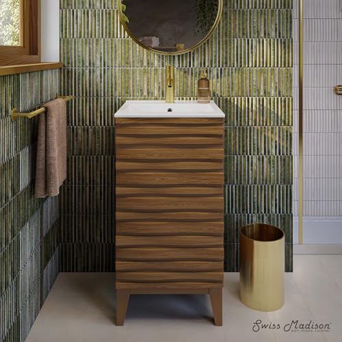Image of Swiss Madison Cascade 18 inch Bathroom Vanity in Brown Oak