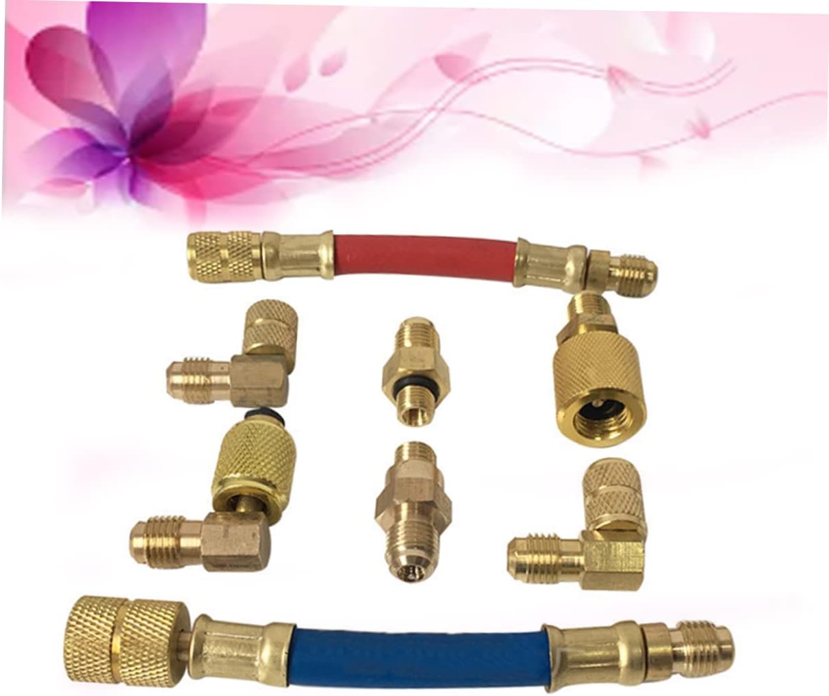 Hemobllo 8Pcs Air Conditioner Refrigeration Adapter Hose Set Quick Coupler Connector for Easy Installation and Joint Removal Automotive Hvac Tool Kit