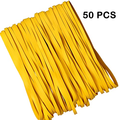 Amuu Rubber Bands Large Yellow 50 Pack 8Inch Big Rubber Band Trash Can Band Set Elastic Bands For Office Supply File Folders Box Books Gifts Notebook #TOP3