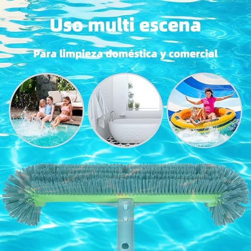 Miniatura 5 de Cabezal De Cepillo Para Piscina Desmontable Con Cerdas Robustas 17,5 Cepillo Redondo Para Limpieza Rápida De Paredes, Escalones Incluye Mango De Aluminio Con Sistema Ez Clip Sin Pértiga Telescópica