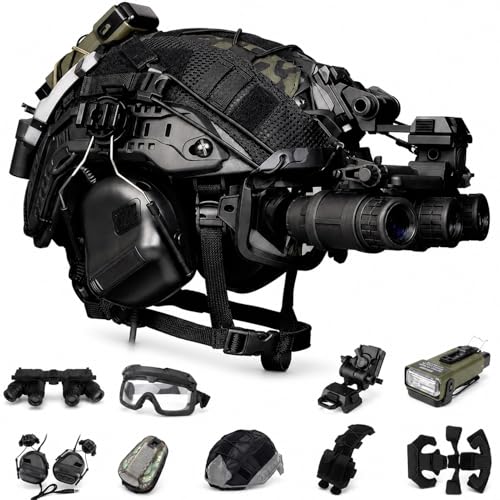 LZAQHMT Fast Adjustable Airsoft Helmet Set – Noise-Canceling Headset, Night Vision Dummy Model & Signal Lights For Hunting Shooting Cosplay Tactical G