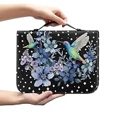 Bengbobar Womens Bible Cover with Handle Floral Birds Leather Bible Covers Bible Carrier Bag for Girls Blue Star Pattern Bible Study Supplies Christian Art Gifts Simple 5x8 Inches Small