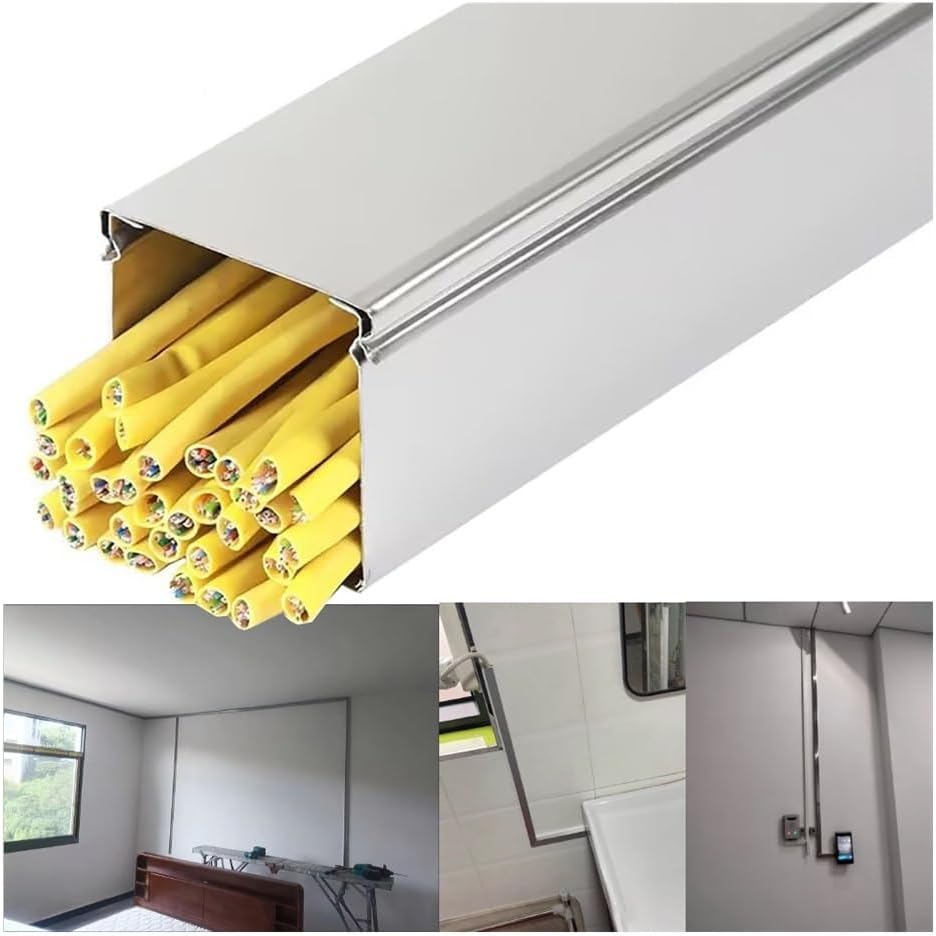 100CM Stainless Steel Cable Cover - Silver Cord Hider for Home, School, Office, Cinema - Durable Protector (30x20mm, S304)