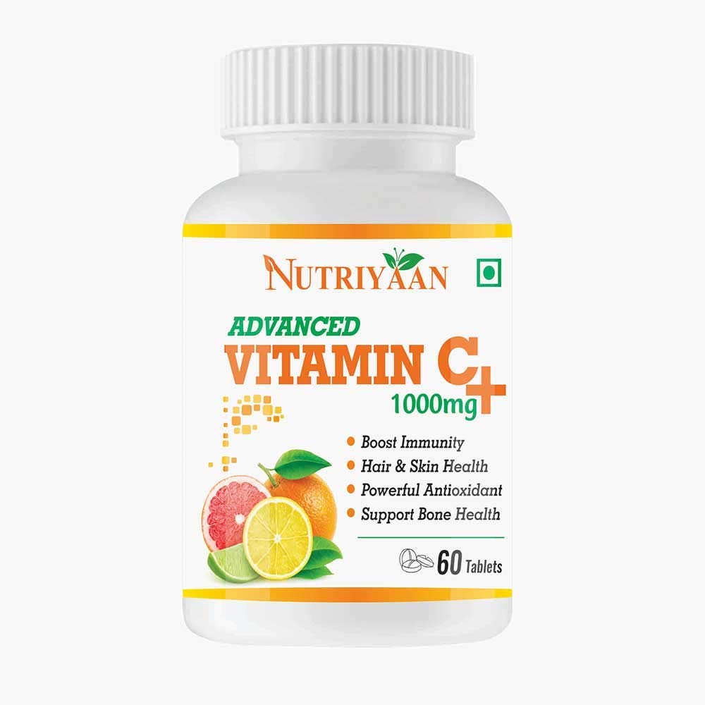 Nutriyaan Advanced Vitamin c + Antioxidant & Immune Function, Rosehip Extract with Zinc 1000mg 60 Tablets