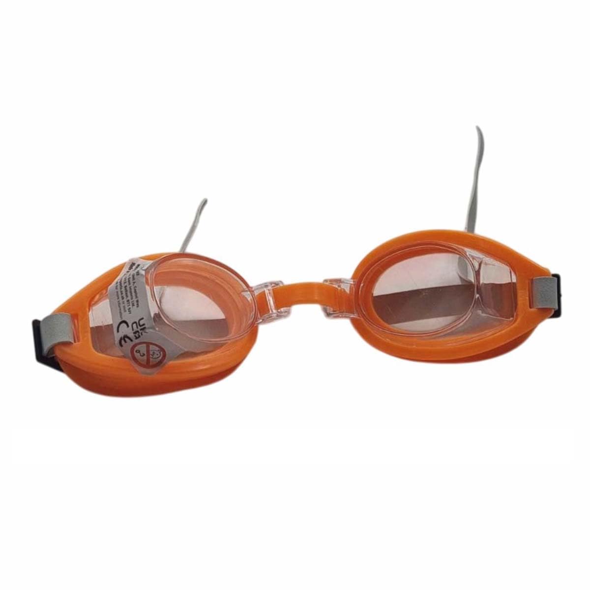 schone Children's Swimming Goggles – Adjustable Kids Swim Goggles with Rubber Eye Protectors, Nose Strap & Head Strap – Durable Plastic and Rubber, Bright Colours (Orange)