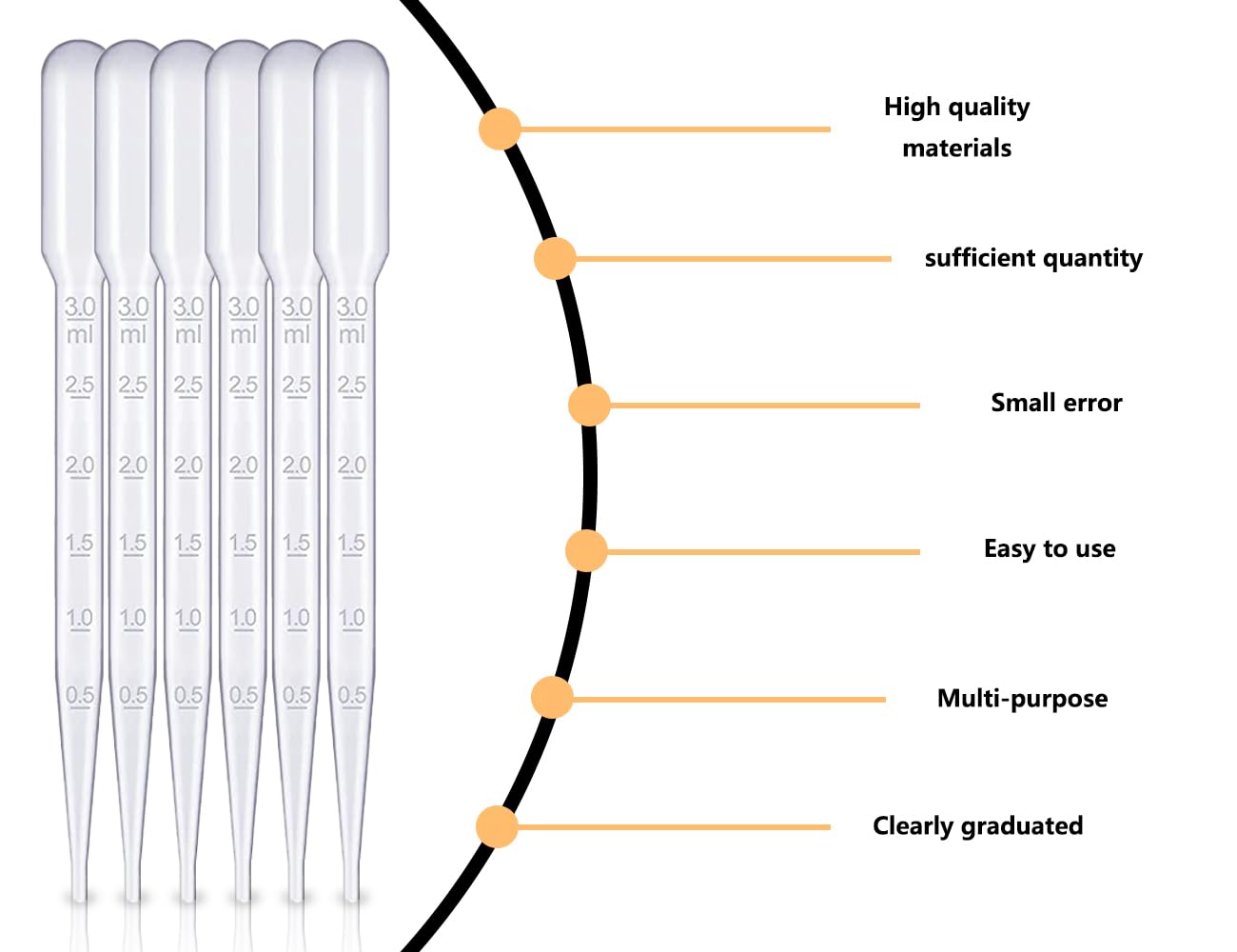 Pipette in plastica KAPSING da 3 ml con scala trasparente - Confezione da 120
