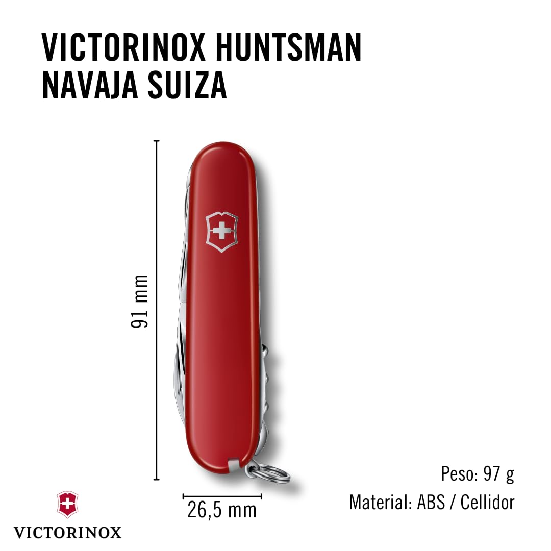 Victorinox Navaja Cazador (15 Funciones, Tijeras, Sierra, Destornillador) Rojo