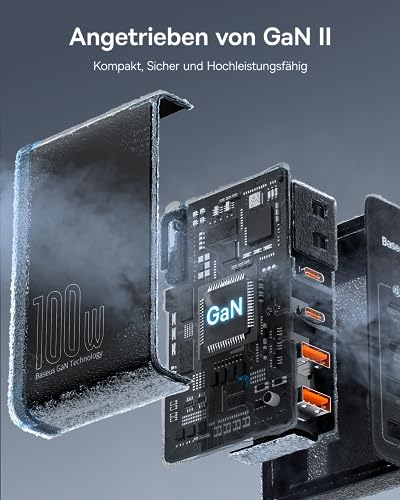Baseus USB C Ladegerät 100W mit 4 Ports für iPhone und Laptops