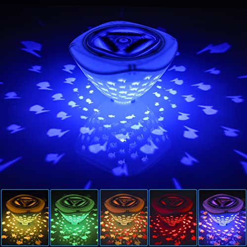 Bathtub Floating Light, Swimming Pool Lights with Colorful Fish Pattern for Bathroom Toys, Aquariums, Various Party Decoration Lights (3AAA Batteries Powered, Not Included)