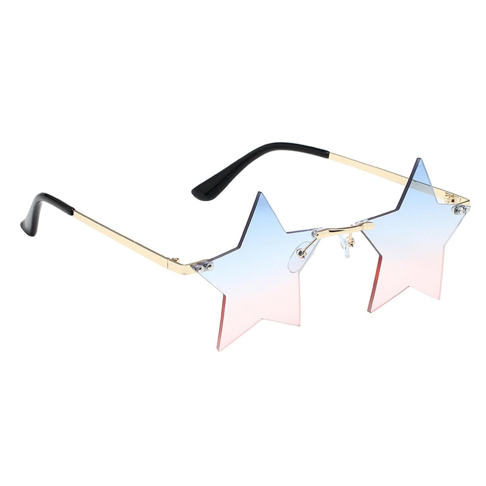 bnf Glasses Costume Trendy Dance Rimless Stars Sun Glasses for Women Blue | Clothing, Shoes & Accessories | Womens Accessories | Sunglasses & Fashion Eyewear | Sunglasses-image-9