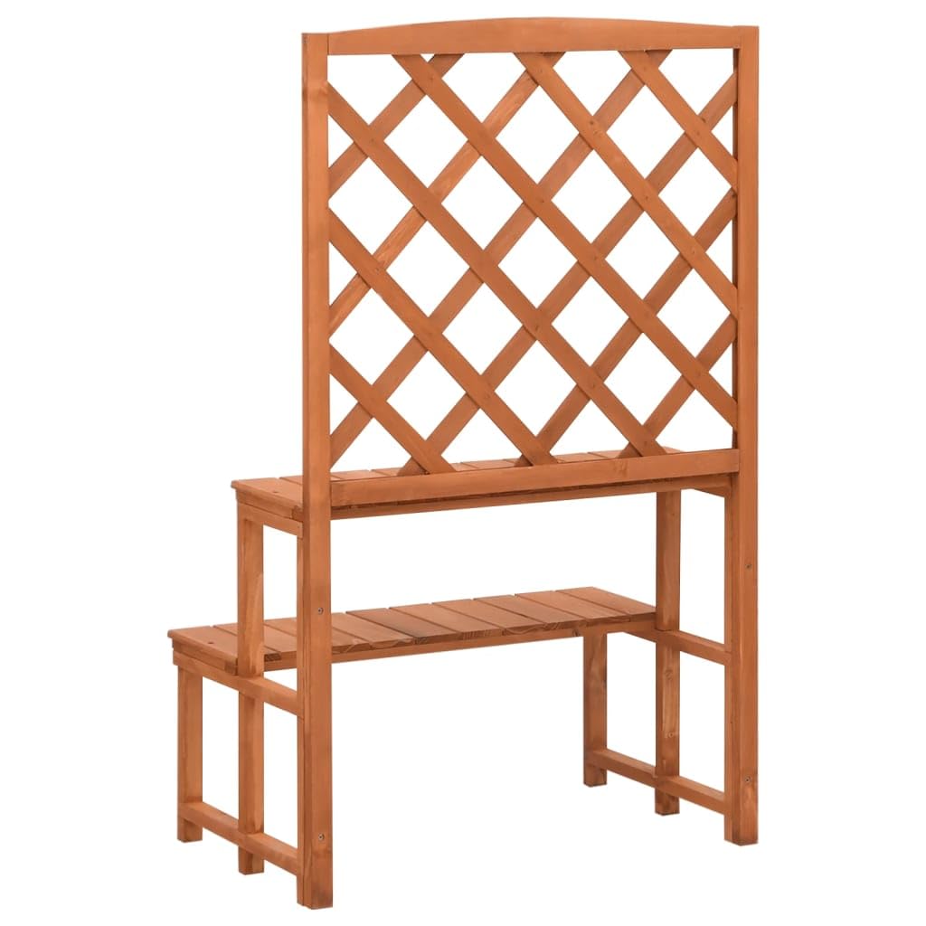 Pflanzentreppe mit Rankgitter 70x42x115 cm aus massivem Tannenholz, wetterfestes Gartenregal, Balkon, Terrasse, Indoor Outdoor, platzsparendes Pflanzregal für Blumen, Kräuter, Bonsai