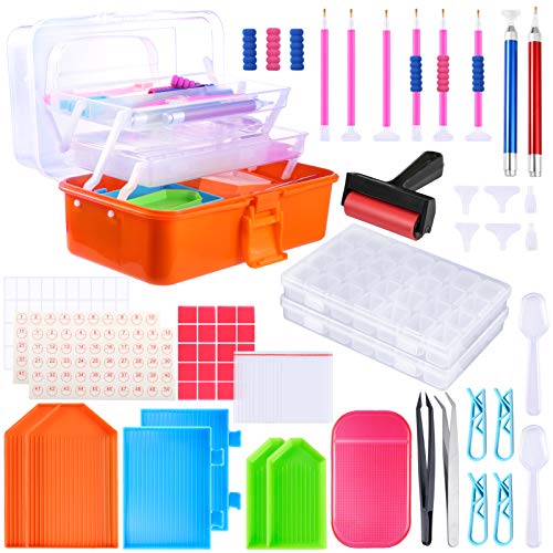 Karsspor 304Pcs Diamond Painting Tools, 5D Diamond Painting Accessories Kits with Folding Storage Box, Diamond Cross Stitch Tools for DIY Art and Crafts