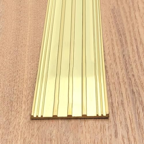 Perfil de Protección de Peldaños Moldura de Escalera Personalizable para Suelos de Madera en Interiores, Moldura de Escalera Metálica Plana Antideslizante con Ranuras, Fácil de Instalar(W35mm(1.4″))