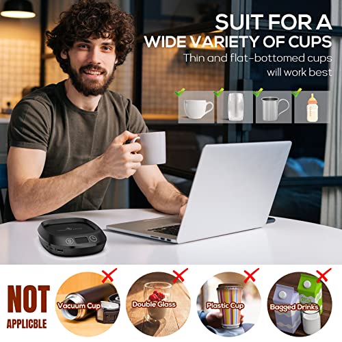 Coffee Mug Warmer, 70W Coffee Cup Warmer With 3-Temps Settings(130 ~ 170°F), Auto Shut Off And Timing Function,Usb Coffee Warmer With Phone Charger Desk Use,Beverage Warmer Keep Coffee Tea Milk Hot #TOP4