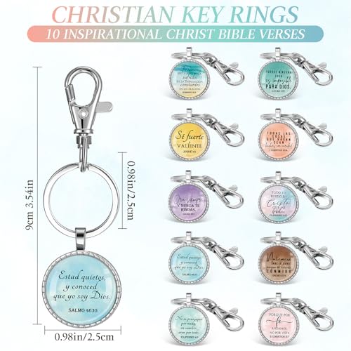 Image of 30 Pcs Spanish Christian Gift for Woman Spanish Bible Verse Keychain Scripture Quote Inspirational Gift for Women