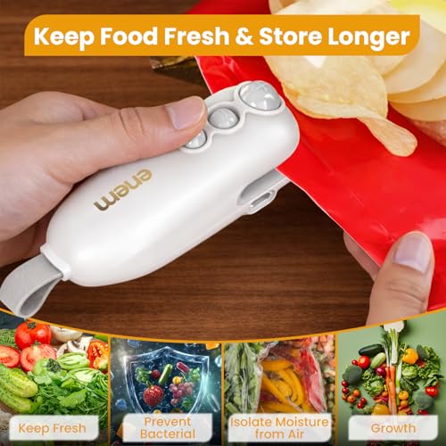 Image of Enem Mini Sealing Machine for Food Packets, Full Customer Support from Enem, Portable Mini Sealing Machine, Packet Sealer Machine, for Food, Snacks, Chips, Fresh Storage