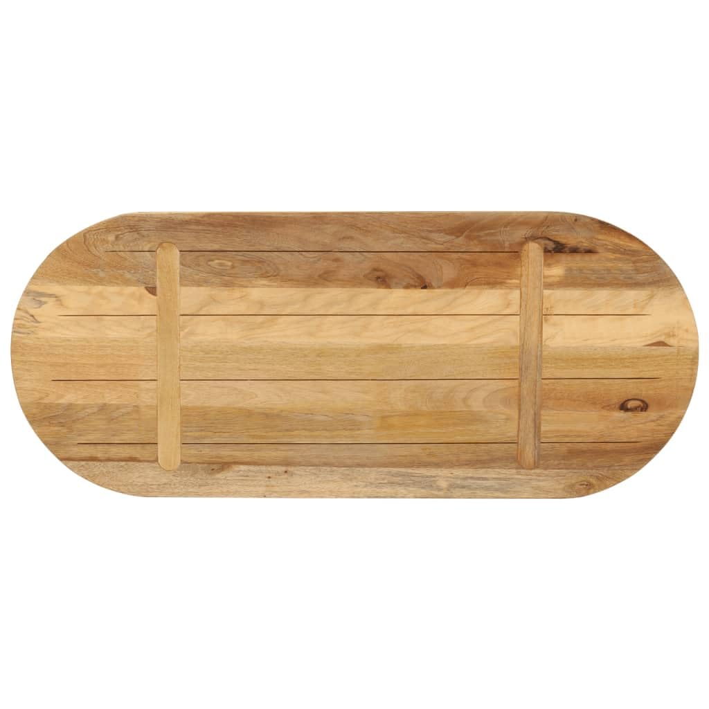 Piano Tavolo Ovale 80x40x3,8 cm Legno Massello Mango Grezzo