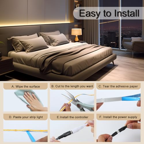 Image of ZSLAIFU COB LED Strip Light 24V, 16.4ft Warm LED Light Strip with Remote, High Density Flexible Warm Tape Lights, CRI90+ LED Lighting for Backlighting for TV, Bedroom, Cabinet, Indoor Decor