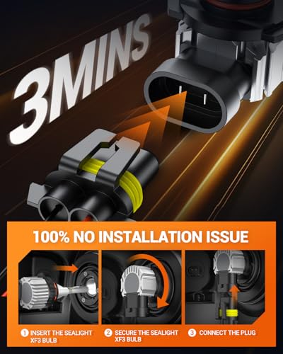 Image of SEALIGHT H13 H10 LED Bulbs Combo, 68000 Lumens 6500K Cool White, Real 1:1 Size Fog Lights For Ford F-150 2004-2014, Pack of 4