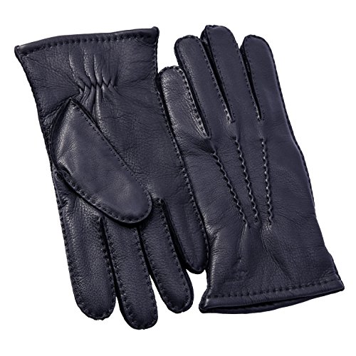YISEVEN Guanti da Uomo in Pelle di Cervo Foderati in Puro Cashmere con Polsino Lungo Invernali Touch Screen Imbottiti Guida Cachemire Inverno Nappa Moto Auto Caldi Riscaldati regalo, Nero L/9.5'
