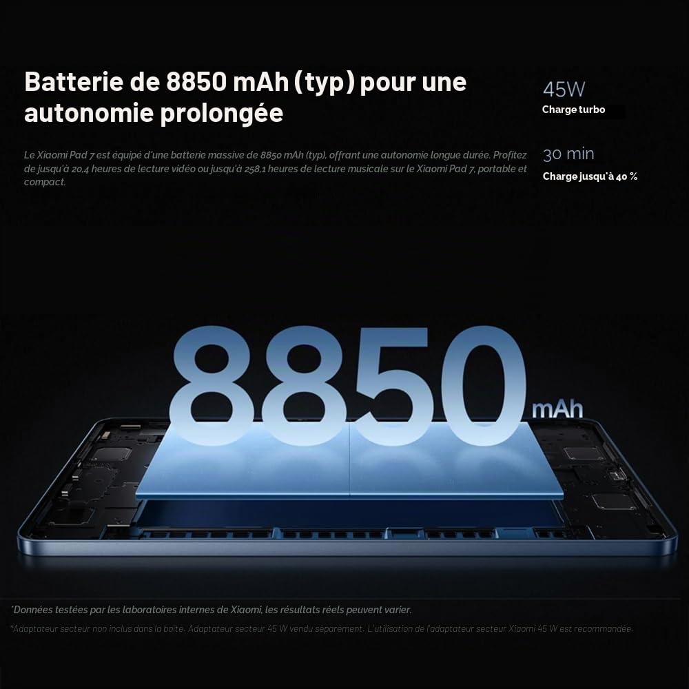 XIAOMI Tablette Pad 7, 11,2 Pouces, 8 Go + 256 Go, écran 3,2K 144 Hz, Snapdragon 7+ Gen 3, Batterie 8 850 mAh, Charge Rapide 45 W, avec Chargeur, Verte