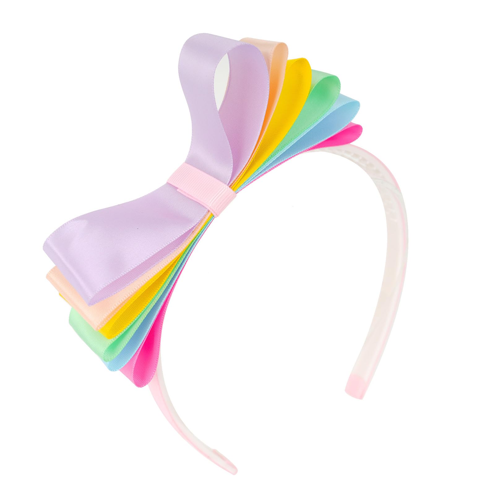 YUXITA Rainbow Ribbon Hair Bows Soft Elastic Headband For Girls Toddler Hair Accessories Party Hairband