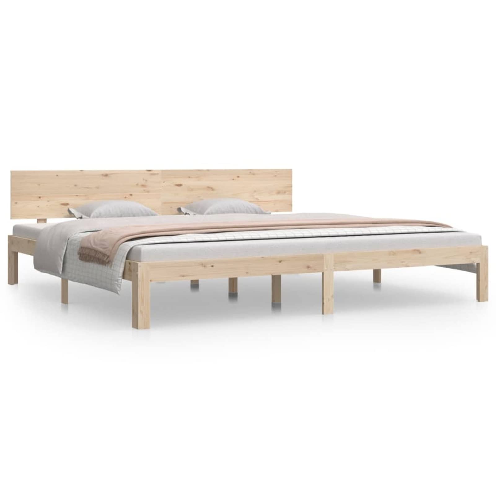 BAZZI Letto Matrimoniale/Letto Una Piazza, Giroletto in Legno Massello di Pino 200x200 cm
