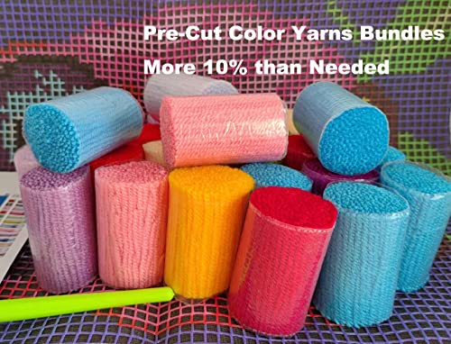 Image of YOOTOM Latch Hook Rug Kit for Adults, DIY Handmade Carpet Crochet Needlework Mat Knotted Cushion Tapestry,Color Owl Pattern Pre-Printed,Embroidery Kits Decoration Festival Gift 20x15in