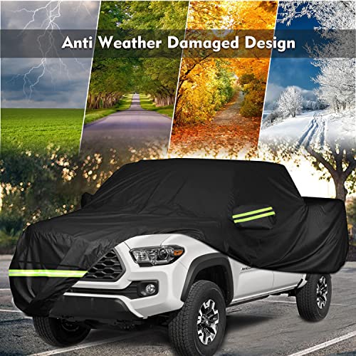 Image of 6 Layer Waterproof Car Cover for Toyo-ta Tacoma Double Cab 5ft Bed Truck Cover Accessories, All Weather Windproof PEVA Car Covers with Door Zipper Up to 232 inch L, for Sun Rain UV Protection