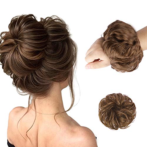 BOGSEA Messy Bun Hair Piece Human Hair Messy Bun Scrunchie Juva Bun Hair Pieces for Women Curly Messy Hair Bun for Wedding or Daily Wear。