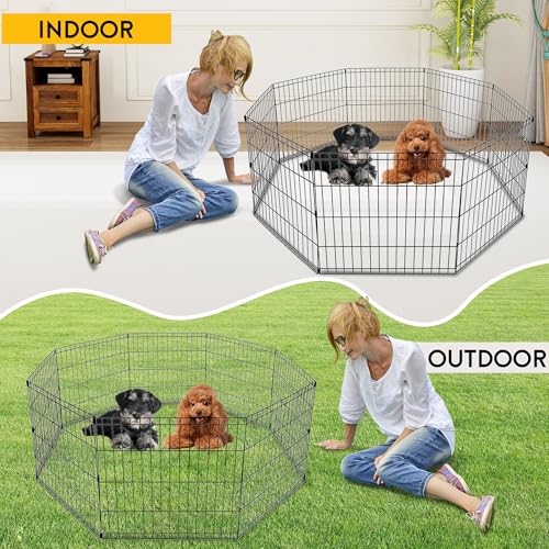 Image of FDW | Dog Playpen | 24 inch, 8 Panels | Heavy Duty Metal Pet Exercise Pen