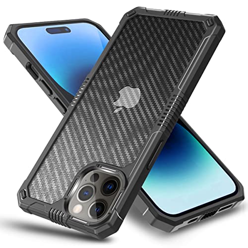 Laudtec Compatible With Iphone 14 Pro Max Case(6.7 Inch),Military-Grade Drop Protection,Scratch Resistant,Hard Carbon Fiber Back And Soft Tpu Bumper Frame Protective Phone Case,Black #TOP7