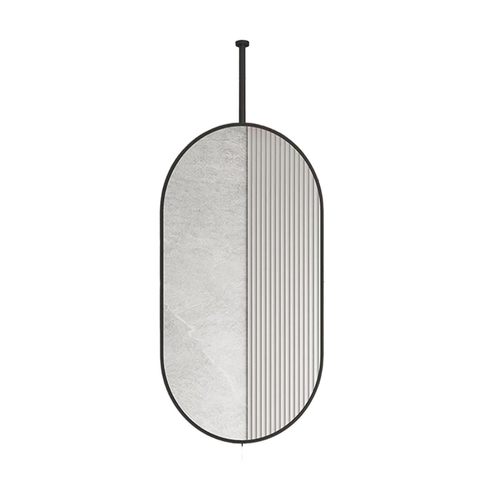 ITOSUI Oval Bathroom Mirror,Ceiling Hanging Floating Mirror,HD Vanity Make-up Mirrors,for Bathroom Washroom Shaving (Boom can be Customized)(Black,50x80cm)