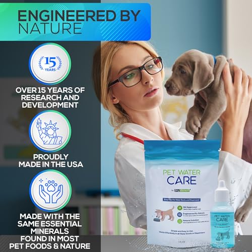 Pet Water Care - Dog and Cat Water Additive for Dental and Oral Care - Prevents Pets Water Bowl and Dispenser Fountain Slime - for Fresh Breath and Cleaner, Healthy Teeth