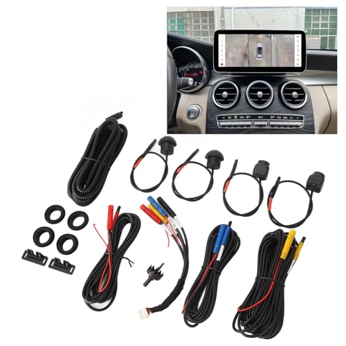 Image of Fockety 360 Degree Bird View Surround System, 720P / 1080P AHD Backup Camera with Night Vision & 4 Way Cameras, IP68 Waterproof Surround View Panoramic Dash Camera for Android Auto Radio