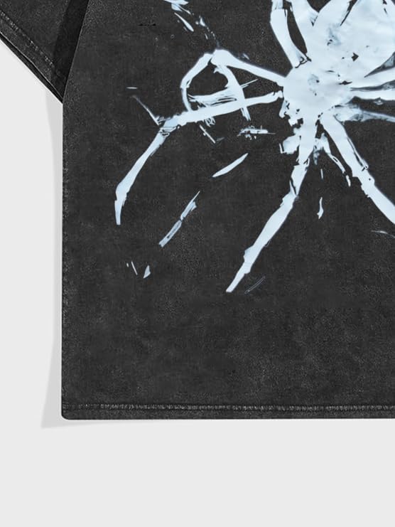 Spider Letter Graphic T-Shirt Men’s Hip Hop Streetwear Oversized Tee Harajuku Casual Y2k Cotton Shirt4