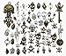 Kinteshun Halloween Skull Head Skeleton Steampunk Pirate Charm Pendant for DIY Jewelry Making Accessaries(100 Grams/about 60pcs,Antique Silver&Bronze Tones)