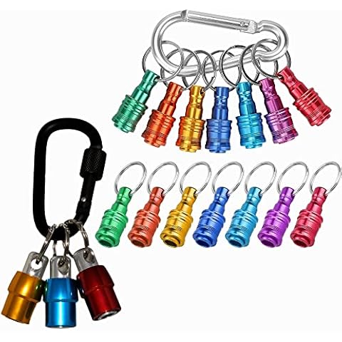 FACAINCXS Socket Drill Bit Holder 1/4 Inch Keychain Extension Bar Screwdriver Bits Holder Quick Release Screwdriver Extension Bit Holder Set Aluminum Alloy Drill Bit Adapter Cover