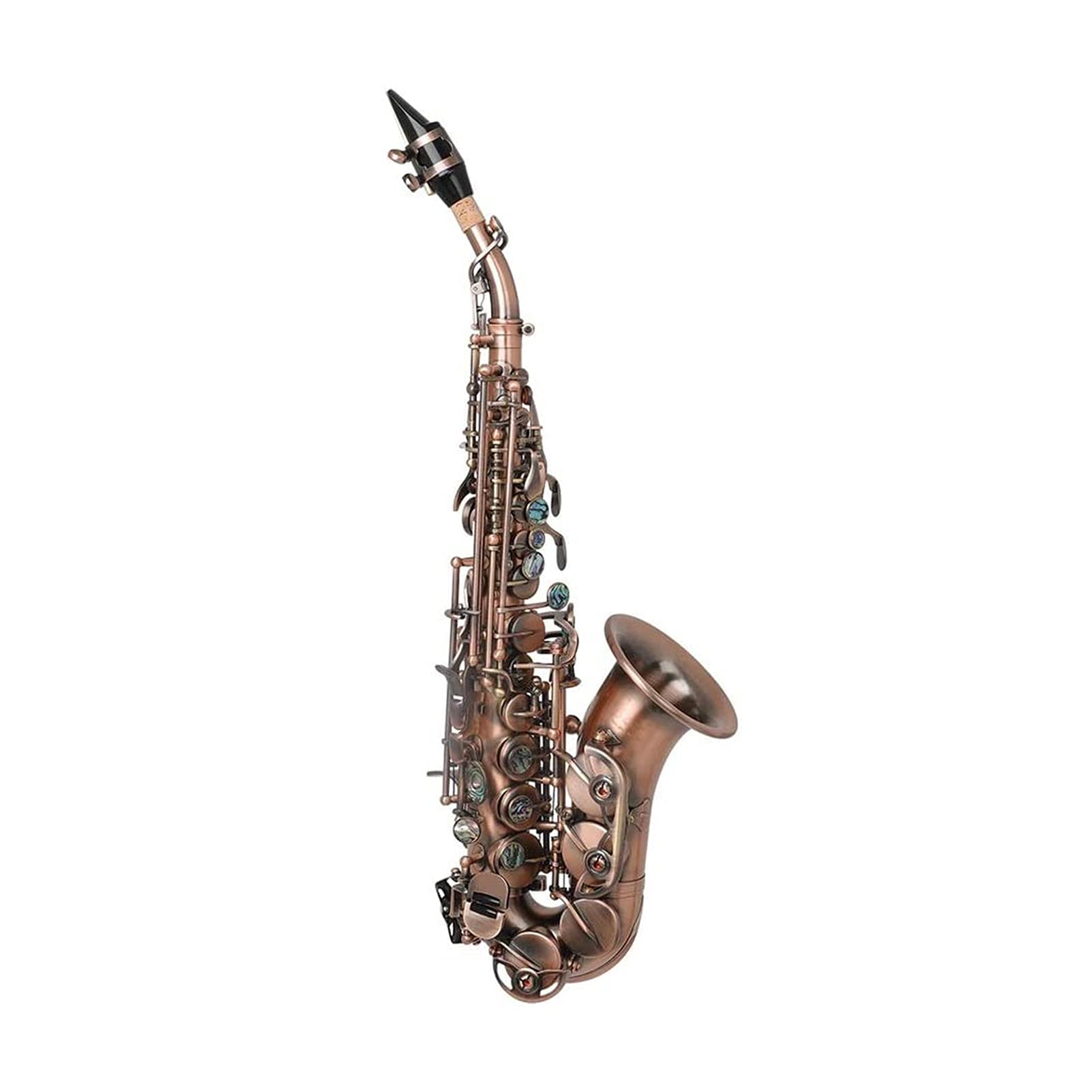 Altsaxophon B-Flat Sax, professionelles rotes Bronze-Bend-Saxophon, Abalone-Shell-Schlüsselmuster mit Taschenhandschuhe Gürtel Pinsel