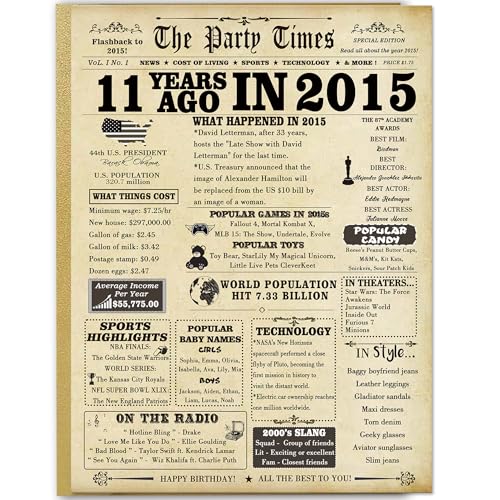 LiuuLi Big 11th Vintage Birthday Gifts for Girls Boys, Sweet 11th Birthday Decorations for Daughter Son Her Him,Humour Bday Card for 11 Year Old Granddaughter Grandson