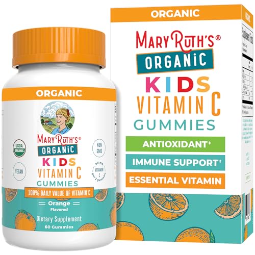 MARYRUTHS Kids Vitamin C Gummies | Supplement for Immune Support & Overall Health | Immune Support Supplement | Vitamin C for Kids Ages 4+ | USDA Organic | Vegan | Non-GMO | 60 Servings
