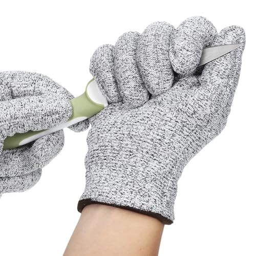 QFGasre Cut Resistant Gloves Safety Work Gloves Level 5 Food Grade Puncture Resistant Meat Cutting Glove for Chef Butcher Firm Grip Machine Washable Gardening Woodworking Carving Fishing Outdoor Use