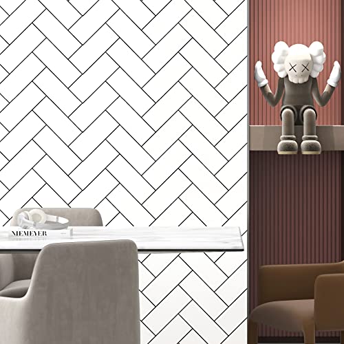 Peel And Stick Wallpaper Black/White Geometric Contact Paper Stripe Wallpaper Self Adhesive Wallpaper Removable Wallpaper 17.5"×118" Modern Vinyl Film Decorative Shelf Drawer Liner Bathroom Kitchen #TOP2