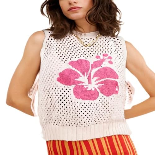 Image of Women Graphic Sweater Vest Y2k Knit Tank Top Lightweight Pullover Top