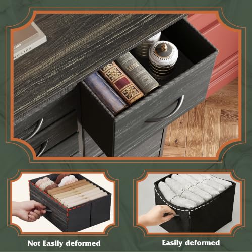Image of WLIVE Wide Dresser for Bedroom, 5 Drawer Chest of Drawers, Black Wood Grain